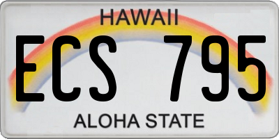 HI license plate ECS795