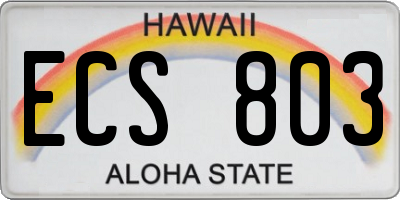 HI license plate ECS803