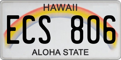 HI license plate ECS806
