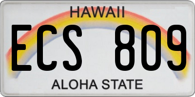 HI license plate ECS809