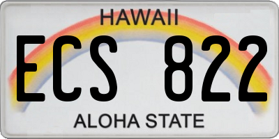 HI license plate ECS822
