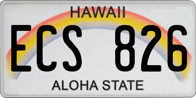 HI license plate ECS826