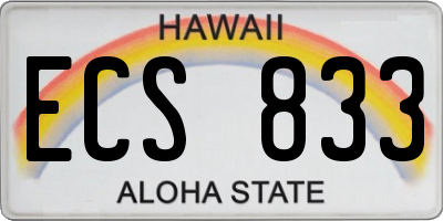 HI license plate ECS833