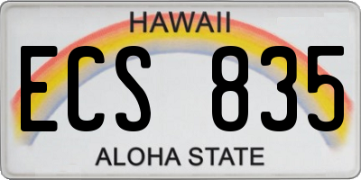 HI license plate ECS835