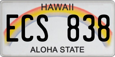 HI license plate ECS838