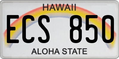 HI license plate ECS850