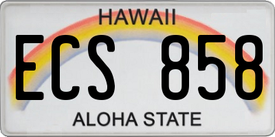 HI license plate ECS858