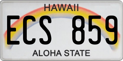 HI license plate ECS859