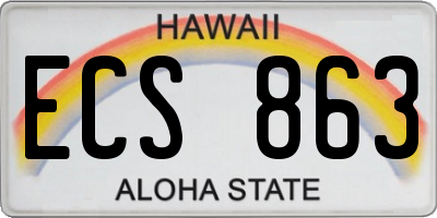 HI license plate ECS863