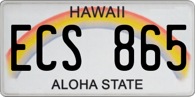 HI license plate ECS865