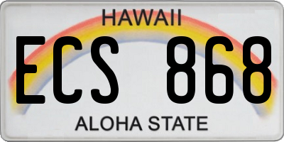 HI license plate ECS868