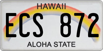 HI license plate ECS872