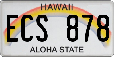 HI license plate ECS878