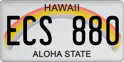 HI license plate ECS880