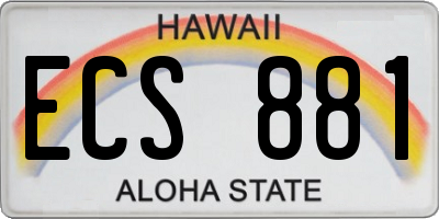 HI license plate ECS881