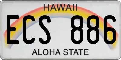 HI license plate ECS886
