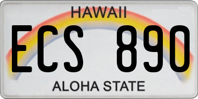 HI license plate ECS890