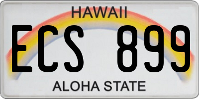 HI license plate ECS899