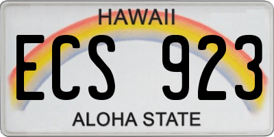 HI license plate ECS923