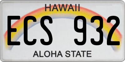 HI license plate ECS932