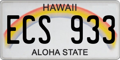 HI license plate ECS933