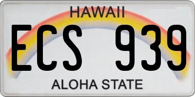HI license plate ECS939