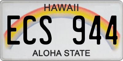HI license plate ECS944