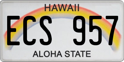 HI license plate ECS957