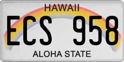 HI license plate ECS958