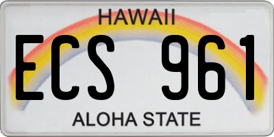 HI license plate ECS961