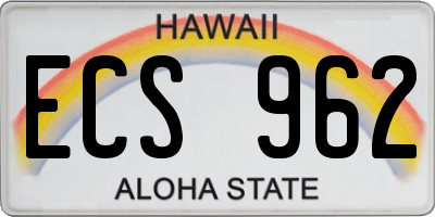 HI license plate ECS962