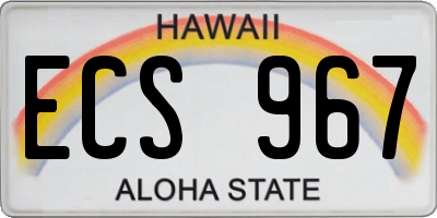 HI license plate ECS967