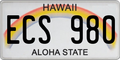 HI license plate ECS980
