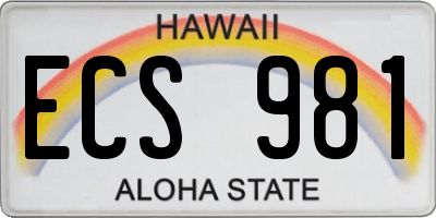 HI license plate ECS981