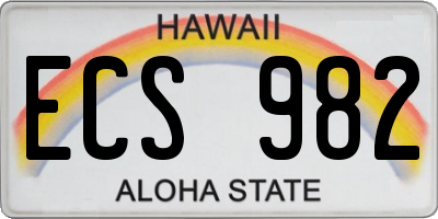 HI license plate ECS982