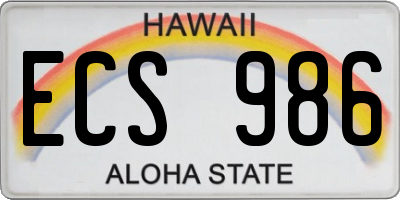 HI license plate ECS986