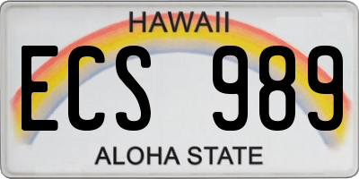 HI license plate ECS989