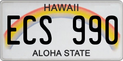 HI license plate ECS990
