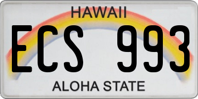 HI license plate ECS993