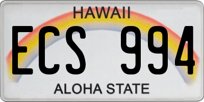 HI license plate ECS994