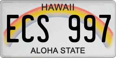 HI license plate ECS997