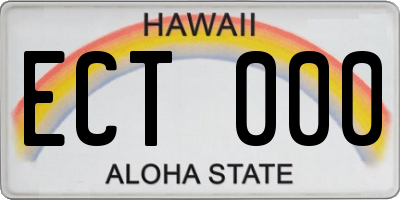 HI license plate ECT000