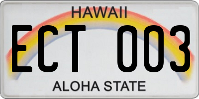 HI license plate ECT003