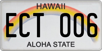 HI license plate ECT006