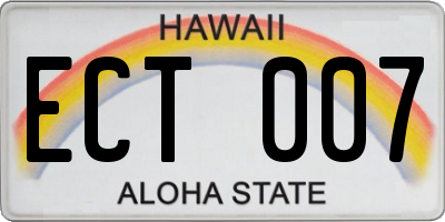 HI license plate ECT007