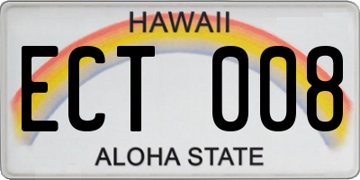 HI license plate ECT008