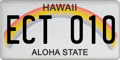 HI license plate ECT010