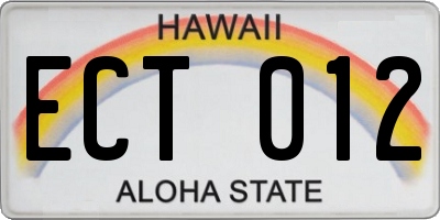 HI license plate ECT012