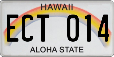 HI license plate ECT014