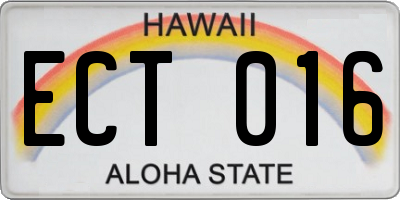 HI license plate ECT016